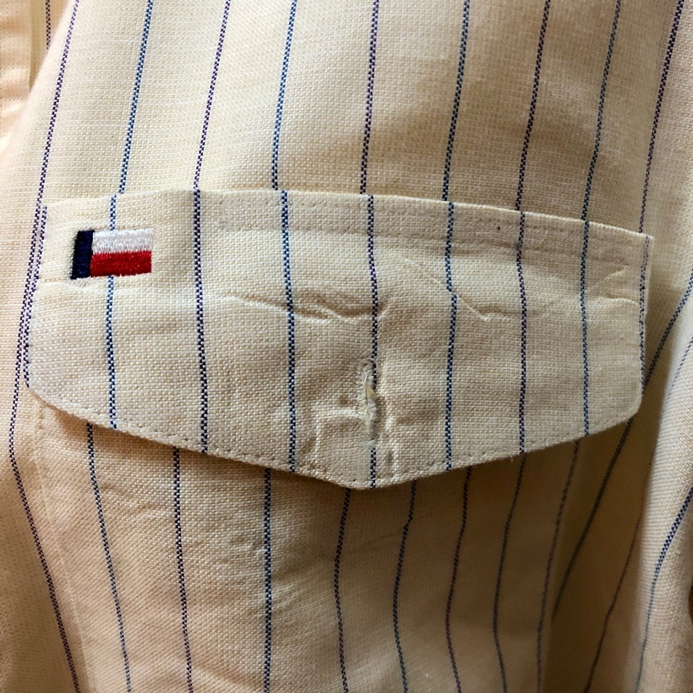 Light Yellow Long Sleeve Button Down Thin Striped… - image 8